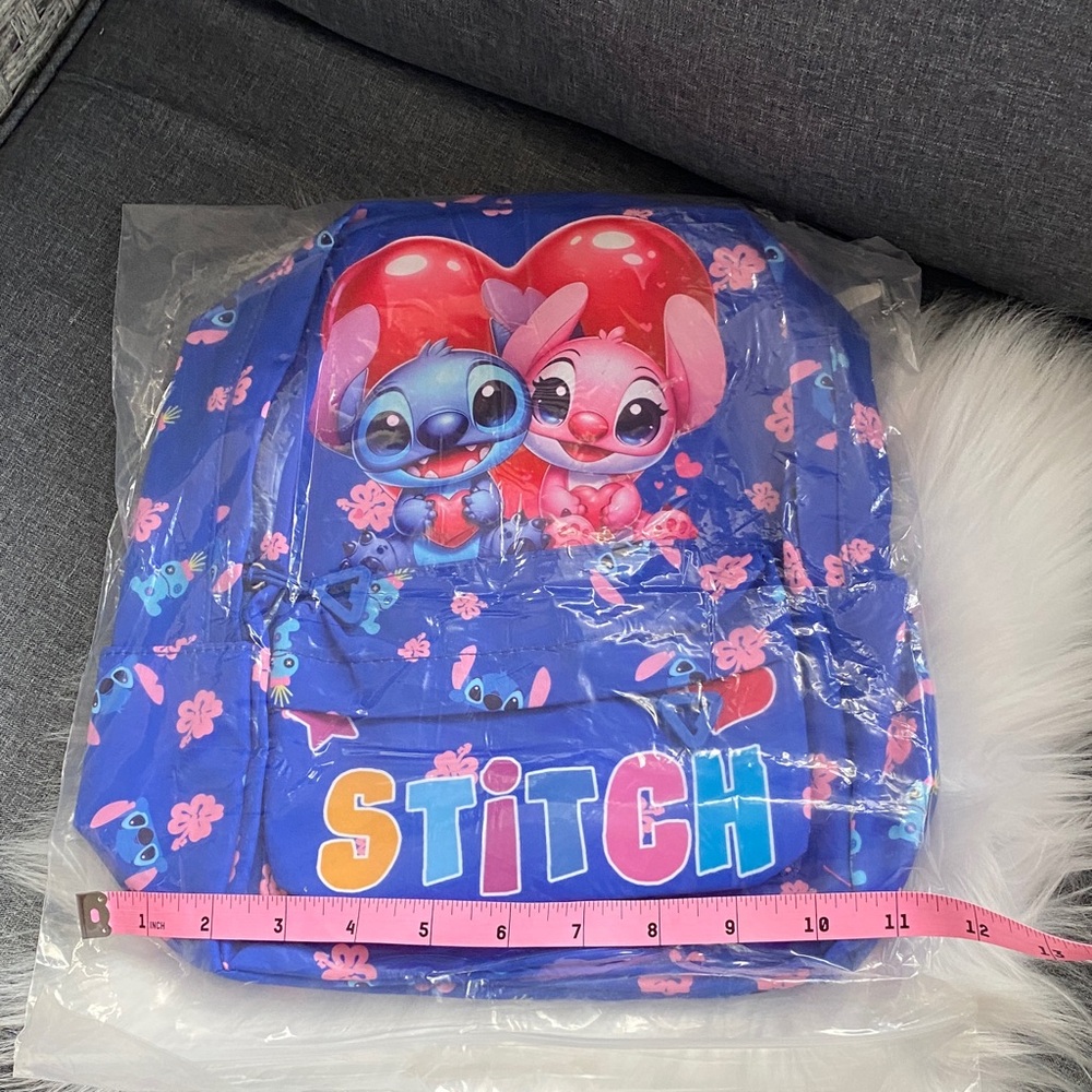 Stitch Blue Cartoon Backpack with Pink Accents new small back pack - Picture 3 of 4